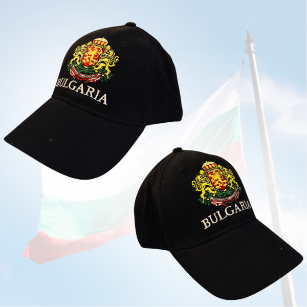 Спортна шапка с козирка с герб и надпис BULGARIA - черна, унисекс